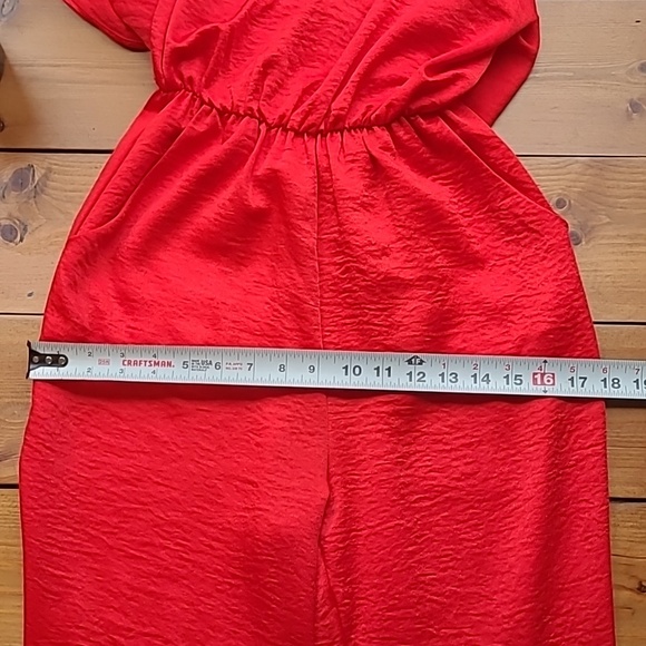 Vibrant Red One Shoulder Full Length Jumpsuit - Picture 9 of 11